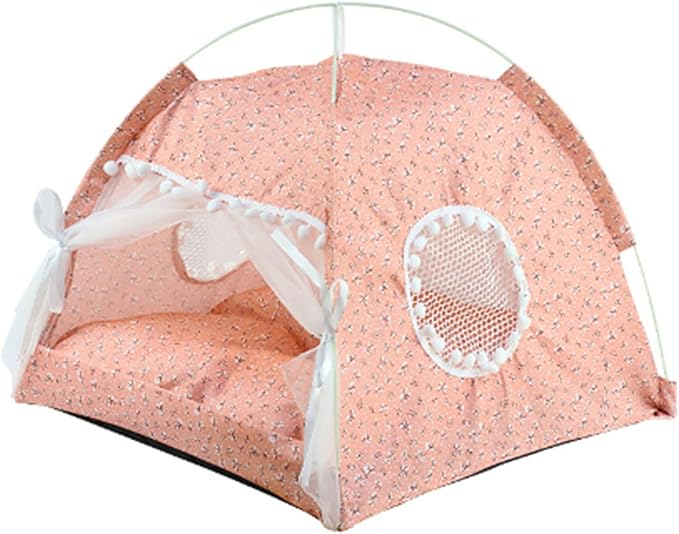 Cat House Indoor, Indoor Pet Tent, Indoor Tent House Pet Dog Cute Floral Cave Nest Bed Portable Dog Tents Detachable Cat Tent for All Seasons ()