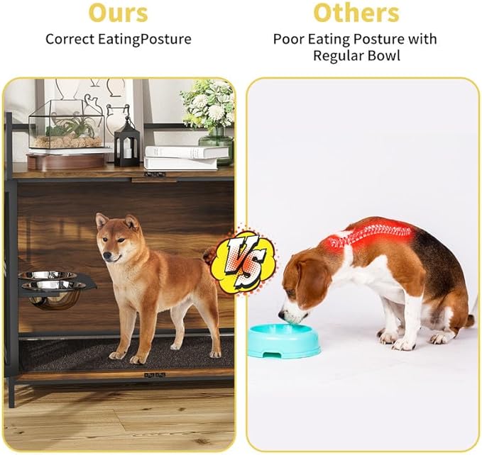 LOVMOR Dog Crate Furniture-Style Cages for Dogs Indoor Heavy Duty Super Sturdy Dog Kennels with 2 Stainless Steel Bowls and Dog Pad (41Inch = Int.dims: 39.7" W x 22.4" D x 25.1" H)