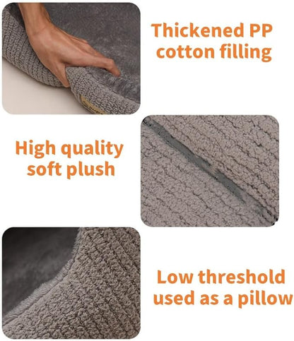 Large Dog House Indoor, Soft Plush Dog Cave Bed Covered Dog Bed with Fluffy Washable Cushion, Portable Dog/Cat Pet Tent House for Small Medium Dogs (Grey, Medium)