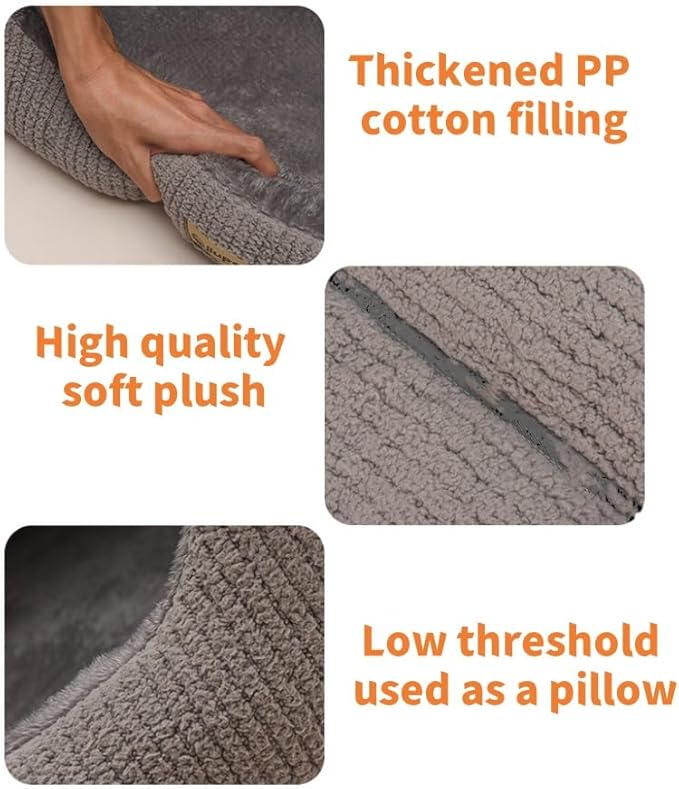 Large Dog House Indoor, Soft Plush Dog Cave Bed Covered Dog Bed with Fluffy Washable Cushion, Portable Dog/Cat Pet Tent House for Small Medium Dogs (Grey, X-Large)