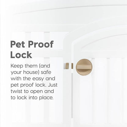 IRIS USA 24" 6-Panel Dog Playpen with Door, 61 x 61 x 24, Puppy Playpen, Dog Play Pen Indoors, Pet Fence, Small/Medium Pets, White