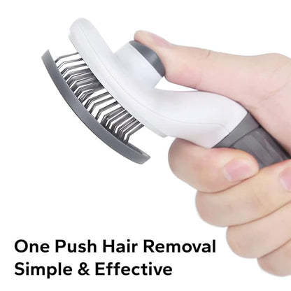 Self-Cleaning Slicker Brush for Dogs and Cats, Hair Cleaner Brush, Shedding and Dematting Grooming Comb, Pet Grooming Brush-Pink