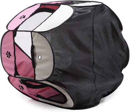 Portable Pet Playpen, 28.3" Foldable Dog Playpen for Dogie Kitten Rabbit, Exercise Playpen Tent Indoor/Outdoor Use (pink)