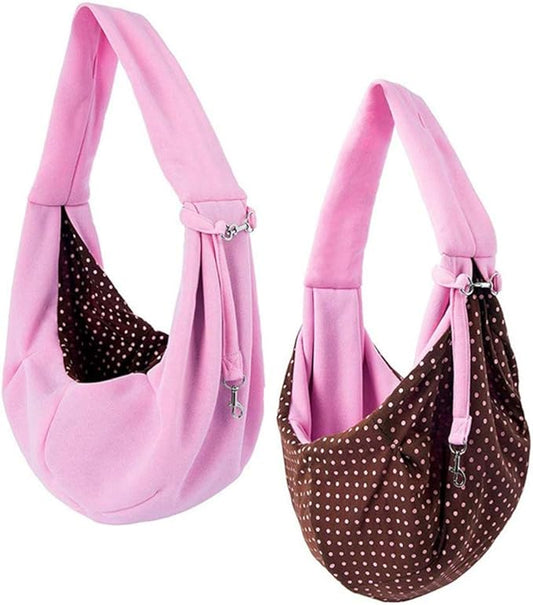 Pet Sling Carrier Bag Travel Tote for Cats Dogs, Up to 16 lbs (Pink)