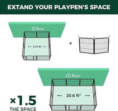 FXW Rollick Dog Playpen for Yard, RV Camping, 24 inch 2 Panels for Puppy and Small Dogs│Patented