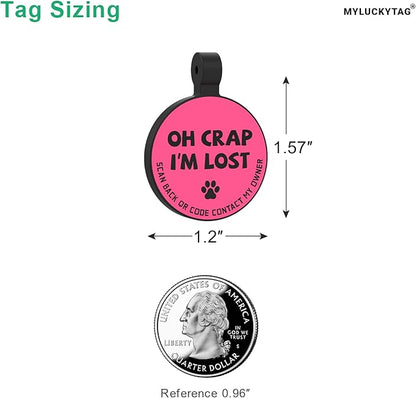 MYLUCKYTAG Silent Silicone QR Code Pet ID Tags Dog Tags - Pet Online Profile - Scan QR Receive Instant Pet Location Alert Email