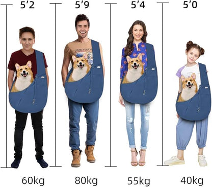 FDJASGY Small Pet Sling Carrier-Hands Free Reversible Pet Papoose Bag Tote Bag with a Pocket Safety Belt Dog Cat for Outdoor Travel Navy Blue