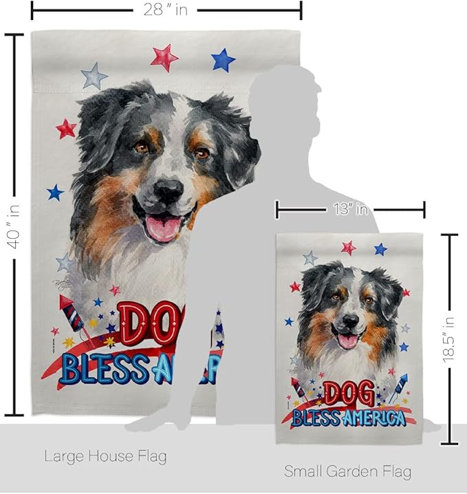 Breeze Decor Patriotic Australian Shepherd Garden House Flag-Kit Dog Puppy Spoiled Paw Canine Fur Pet Nature Farm Animal Creature Decoration Banner Small Yard Gift Double-Sided, Made in USA