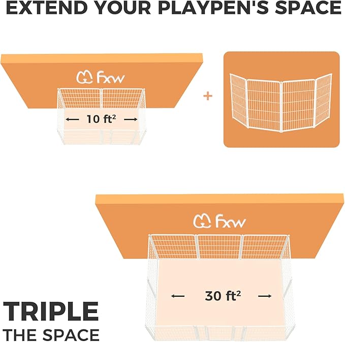 FXW Homeplus Dog Playpen for Indoor Use - Stress-Free and Safe Play, Heavy Duty 40 Inch 4 Panels Dog Pen for Medium and Large Dogs, White│Patented
