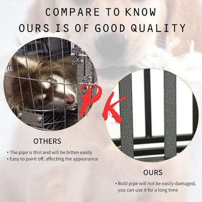 KELIXU 46” Heavy Duty Dog Crate Large Dog Cage Metal Dog Kennels and Crates for Large Dogs Indoor Outdoor with Locks, Lockable Wheels and Removable Tray, Easy to Install, Black