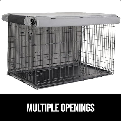 Gorilla Grip Dog Crate Covers Compatible with Amazon Basics Dog Crates, All Sides Open, Privacy Cover Fits 36" Wire Kennel, Breathable Mesh Windows, Light Reducing Puppy Training Cage Topper, Gray