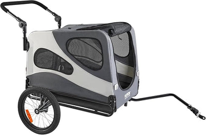 VEVOR Dog Bike Trailer, Supports up to 66/88/100 lbs, 2-in-1 Pet Stroller Cart Bicycle Carrier, Easy Folding Cart Frame with Quick Release Wheels, Universal Bicycle Coupler, Reflectors, Flag
