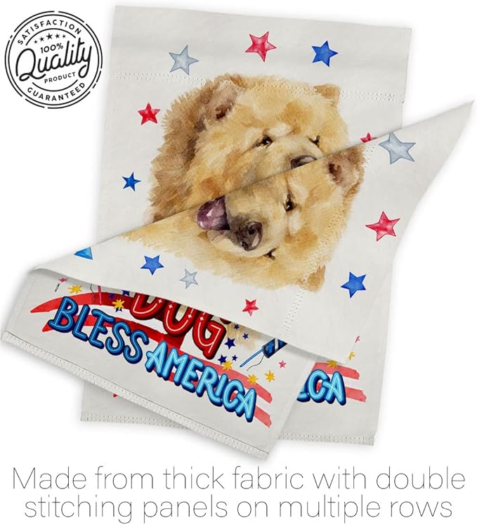 Breeze Decor Patriotic Cream Chow House Flag Set Dog Puppy Spoiled Paw Canine Fur Pet Nature Farm Animal Creature Decoration Banner Small Garden Yard Gift Double-Sided, Made in USA