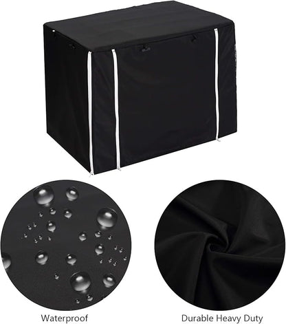 Geyecete Dog Crate Cover - Dog cage Covers Universal Fit for 24-48Inch Wire Dog cage, Lightweight Polyester Fabric, Breathable Double Door Dog Cage Cover-Black-30 Inch