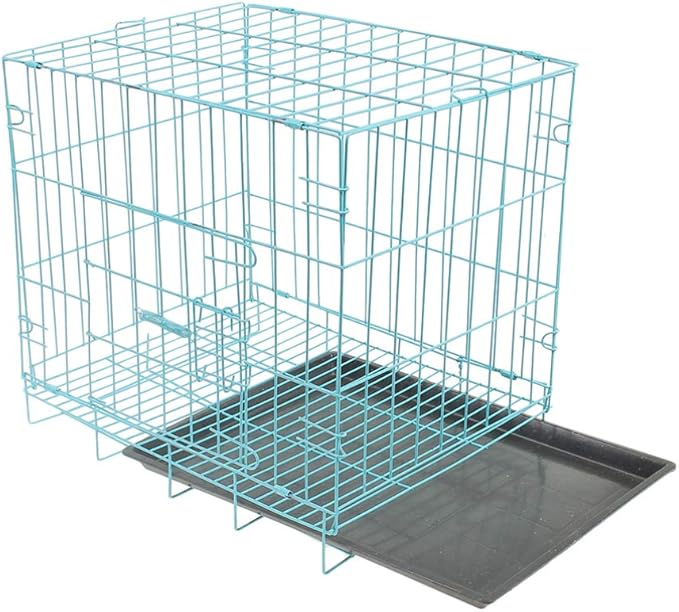 Large Dog Crate Pet Folding Cage Collapsible Dog Cage Indoor Outdoor Dog Crate Small Metal Wire Dog Crate with Leak- Pan Portable Pet Cage for Puppy Cat Rabbit Dog Kennel