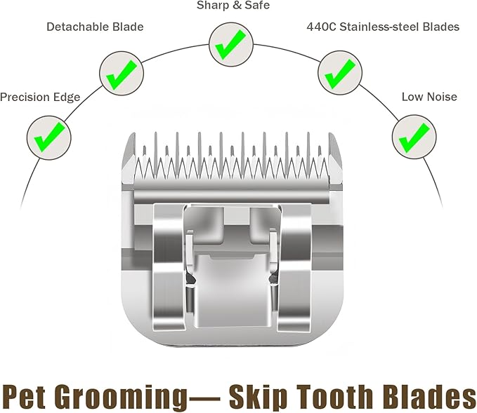 10 Skip Tooth Blades,Detachable Pet Dog Grooming Steel Blade，Compatible with andis/Oster A5/Wahl KM10 Series Clippers,Cut Length 1/8-Inch (3.2mm)
