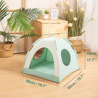 Cute Cat Teepee Cave, Cat Tent Foldable Indoor Outdoor with Thick Mat,Puppy Bed Tent,Bunny Pet Tent Teepee,Portable Dog House Teepee Tent, Cat Bed,Dog Bed Tent,Puppy Bunny,Pet Tent Teepee (U, M)
