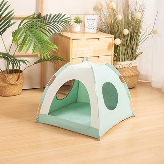 Cute Cat Teepee Cave, Cat Tent Foldable Indoor Outdoor with Thick Mat,Puppy Bed Tent,Bunny Pet Tent Teepee,Portable Dog House Teepee Tent, Cat Bed,Dog Bed Tent,Puppy Bunny,Pet Tent Teepee (U, M)