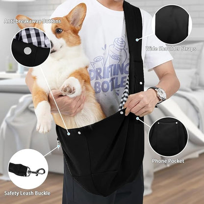 FEimaX Dog Sling Carrier, Pet Papoose Slings Bag for Small Dogs Cats, Puppy Hands Free Satchel Tote Pouch Carriers Doggie Crossbody Shoulder Carry Bags for Outdoor Travel (Black)