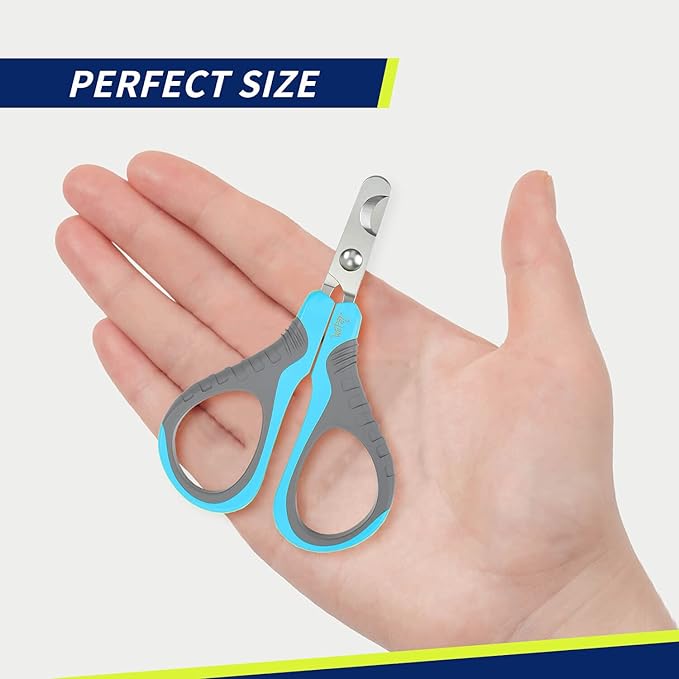 WePet Pet Nail Clippers U07.1, Professional Claw Trimmer, Bended Scissor Special for Cats, Kittens, Dogs, Puppies, Small Animals, Grey/Maya Blue