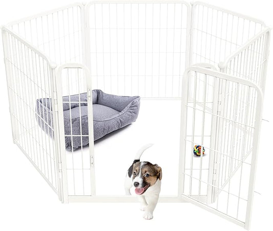 FXW Homeplus Dog Playpen for Indoor Use - Stress-Free and Safe Play, Heavy Duty 24 Inch 6 Panels Dog Pen for Puppies and Small Dogs, White│Patented