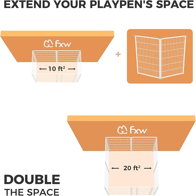 FXW Homeplus Dog Playpen for Indoor Use - Stress-Free and Safe Play, Heavy Duty 45 Inch 2 Panels Dog Pen for Large Dogs, White│Patented
