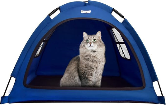Navy Blue Small Cat & Dog Outdoor House Tent - Waterproof, Washable & Multipurpose - Ideal for Cats, Dogs & Bunnies
