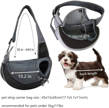 Pet Sling Carrier Bag Dog Cat Hand-Free Sling Carrier Shoulder Bag Breathable Mesh Pet Puppy Travel Bag Adjustable Shoulder Strap Pet Tote Bag Handbag for Small Dog Cat Puppy Outdoor Walking Travel