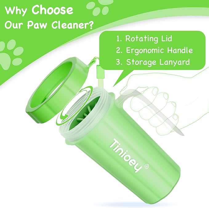 Paw Cleaner with Handle for Large Dogs | Muddy Dog Feet Washer | Pet Foot Cleaner (Green)