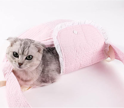 VINGVO Pet Carrier Sling Bag, Dog Sling Carrier Hands Free Single Shoulder Outer Pocket Portable for Travel for Small Cats (Pink)