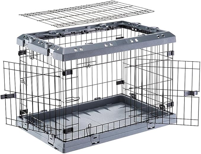 Ferplast Superior Hybrid ECO Dog Crate and Playpen, Environmentally Friendly Dog Crate Made with Recycled Plastic, 24-Inch, Gray