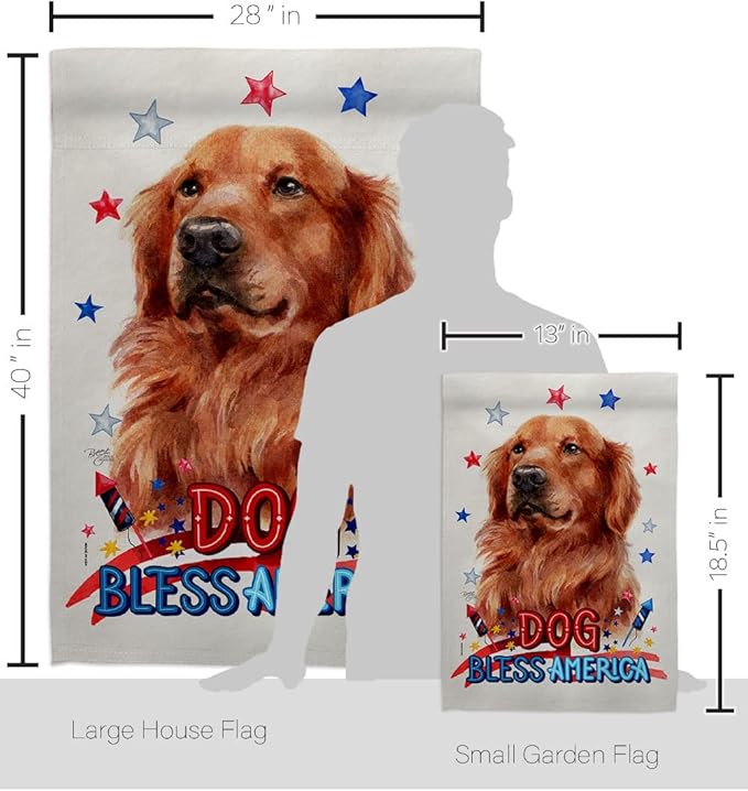 Breeze Decor Patriotic Red Golden Retriever Garden House Flag-Kit Dog Puppy Spoiled Paw Canine Fur Pet Nature Farm Animal Creature Decoration Banner Small Yard Gift Double-Sided, Made in USA