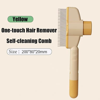 Pet Brush, Hair Grooming Brush Removal Comb, Cat Dog Brush for Massaging and Cleaning Shedding, Multifunctional with Release Button，Yellow