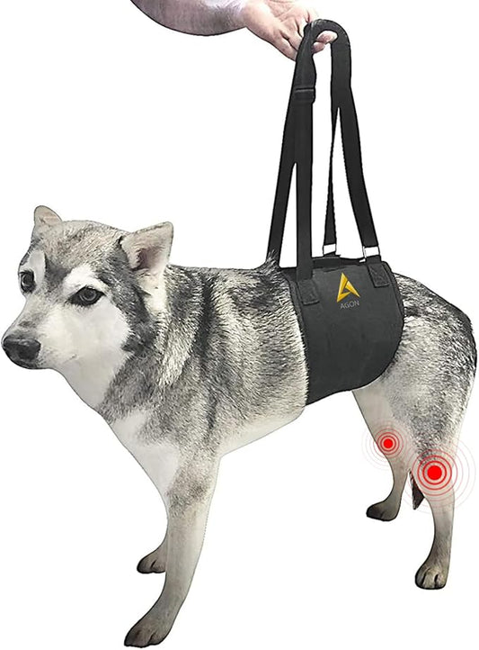 AGON Canine Dog Sling Carrier Support Back Legs Hip Knee Hock Joint Harness to Help Lift Dogs Rear Aid and Old K9 Cruciate (X-Small, Black)
