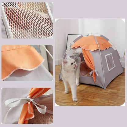 Cute Cat Teepee Cave, Cat Tent Foldable Indoor Outdoor with Thick Mat,Puppy Bed Tent,Bunny Pet Tent Teepee,Portable Dog House Teepee Tent, Cat Bed,Dog Bed Tent,Puppy Bunny,Pet Tent Teepee (W, XL)