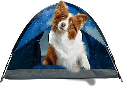 Outdoor Waterproof Pet Camping Tent, Cave Bed for Indoor Cats and Small Dogs, Portable Cat House Dog House, 39.3x39.3x23.6'', Navy Blue, L.