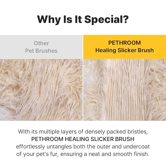 [PETHROOM] Slicker Brush for Gentle Grooming - Detangling Brush for Dogs and Cats with Coated Tips, Ideal for Goldendoodles, Long or Curly Coats, and Shedding Control