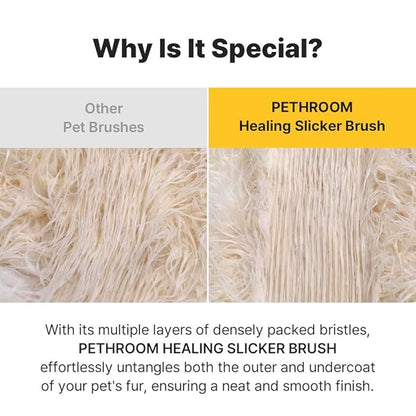 [PETHROOM] Slicker Brush for Gentle Grooming - Detangling Brush for Dogs and Cats with Coated Tips, Ideal for Goldendoodles, Long or Curly Coats, and Shedding Control