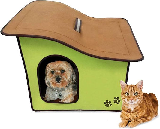 Penn-Plax Portable Soft Dog House for Smaller Dogs or Cats, Green | Great for Travel | Give Your pet The Comfort of an Indoor Doghouse (ZH2)