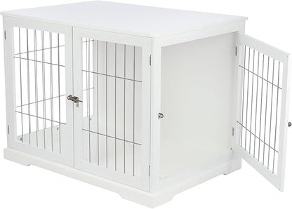 TRIXIE 38.7" Indoor Dog Crate, Wooden Crate Table for Dogs Up to 66 lb, Large Dog Kennel, Perfect in Any Room, White