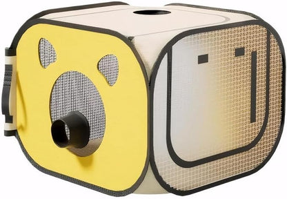 Pet Dog Cat Drying Box,Waterproof Anti-Hair Flying Portable Foldable Pet Drying Room,Pet Hair Dryer Clean Grooming House,Dryer Crate Cage for Dog Cat for Small to Medium (Yellow)