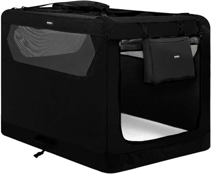 Soft Collapsible Dog Crate for Large Dogs - 30 Inch Foldable Soft Dog Kennel with Durable Mesh Windows, Indoor & Outdoor Portable Travel Dog Crate, Black, 30x21x21 Inches