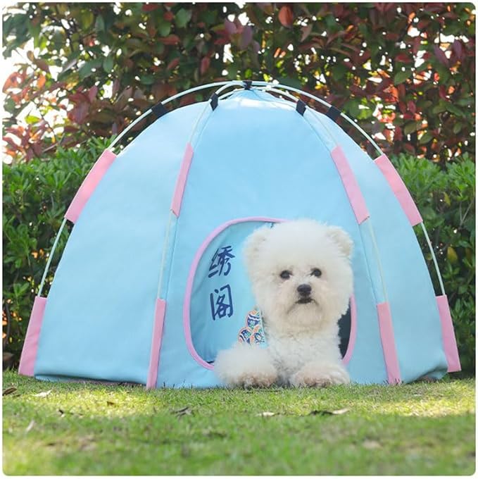 Cute Cat Teepee Cave, Cat Tent Foldable Indoor Outdoor with Thick Mat,Puppy Bed Tent,Bunny Pet Tent Teepee,Portable Dog House Teepee Tent, Cat Bed,Dog Bed Tent,Puppy Bunny,Pet Tent Teepee (M, S)