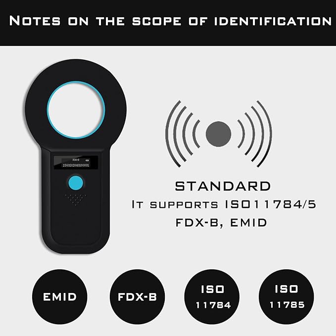Smoostart Bluetooth Microchip Scanner, 1000 Records Increased Huge Data Storage Upload to PC & Mobile Phone, Scanning Distance and Speed Increase, Compatible with FDX-B/EMID Microchips