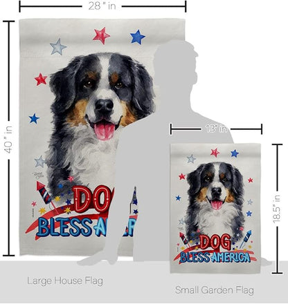Breeze Decor Patriotic Bernese Mountain Garden House Flag-Kit Dog Puppy Spoiled Paw Canine Fur Pet Nature Farm Animal Creature Decoration Banner Small Yard Gift Double-Sided, Made in USA
