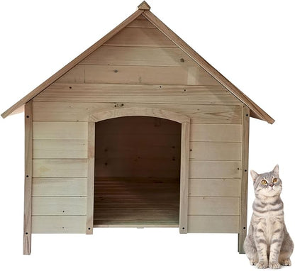 Critter Sitters Indoor or Outdoor 41'' Pet House, Weather-Resistant Dog House for Pets up to 44 Pounds, Waterproof Outdoor Dog House for Cats, Dogs, or Rabbits, Fir Wood Cat Houses for Outdoor Cats