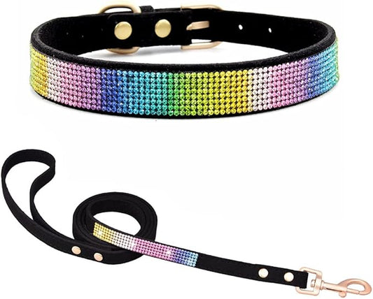 Bling Small Dog Collar Leash Set, Puppy Collar with Rhinestone Crystal Diamond Glitter Female Girls Cat Collars for XXS XS Small Medium Large Dogs Chihuahua Poodle Yorkshire (Camouflage Black XXS)