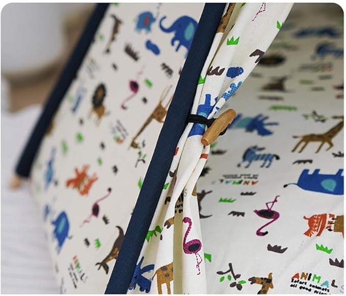 Solid Wood Cat Tent Indoor with Thick Mat,Portable Dog House Dog Teepee Tent,Cute Cat Teepee Cave, Cat Bed,Dog Bed Tent,Puppy Bed Tent,Bunny Tent,Pet Tent Teepee