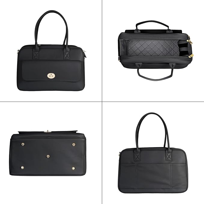 Fashion Pet Carrier Dog Purse Carrier Cat Soft-Sided Carriers for Puppy Kitten, Stylish Leather Handbag Tote Travel Pet Bag for Small Dogs Cats, TSA Airline Approved (Black)
