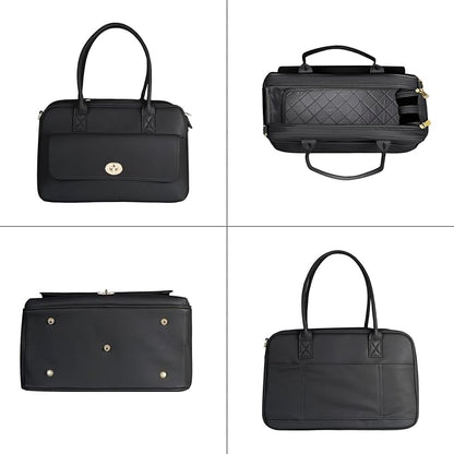 Fashion Pet Carrier Dog Purse Carrier Cat Soft-Sided Carriers for Puppy Kitten, Stylish Leather Handbag Tote Travel Pet Bag for Small Dogs Cats, TSA Airline Approved (Black)